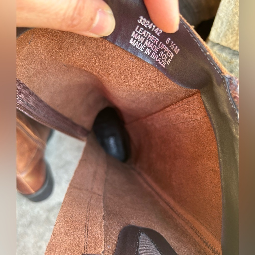 Nicole Vintage brown leather tall riding western boots braided detail Sz-6.5M  E - Picture 8 of 13